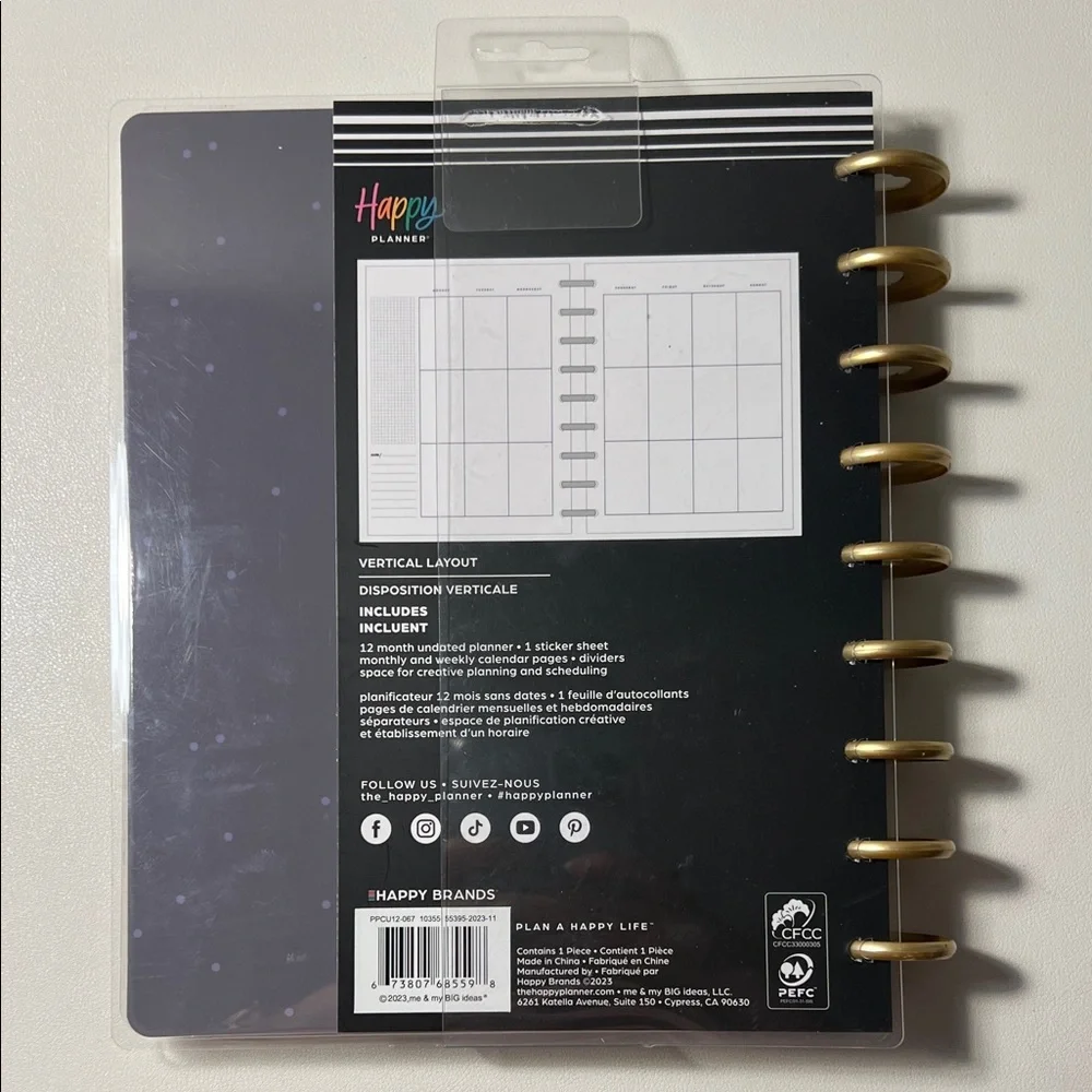 Happy Planner Gray and Gold Dotted Cover